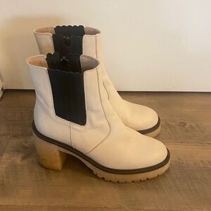 Free People Cream and Black Ankle Boots